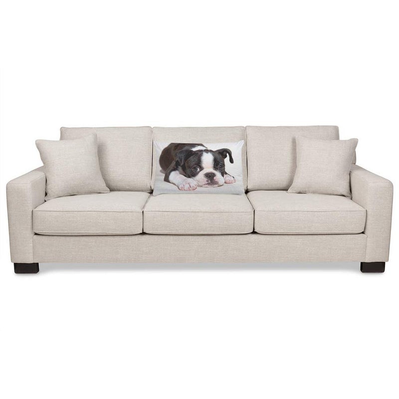 EKOBLA Throw Pillow Cover Boston Terrier Dog Dog Lovely Animal Art Cute Funny Pet Puppy Portrait Style Decor Lumbar Pillow Case Cushion for Sofa Couch Bed Standard Queen Size 20x30 Inch - Image 3
