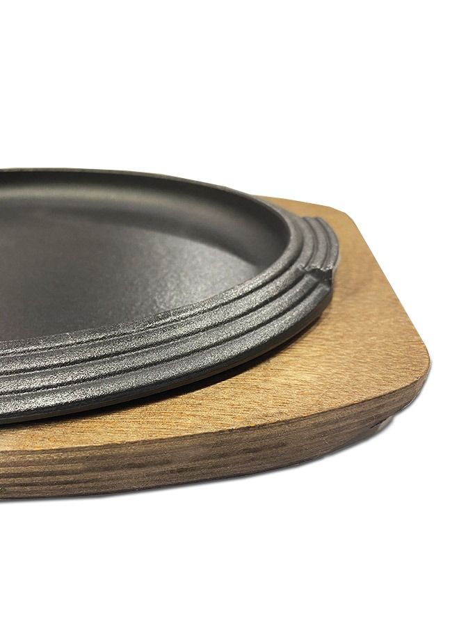 Ilsa Oval Cast Iron Serving Dish With Wooden Tray 28X19cm - Made in Italy - Image 3