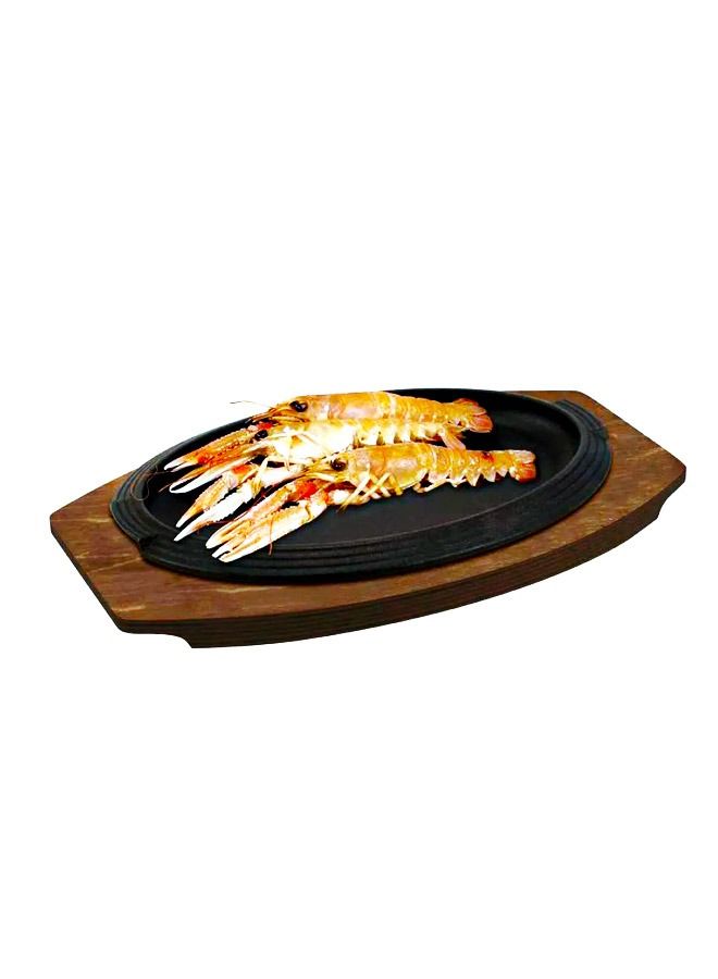 Ilsa Oval Cast Iron Serving Dish With Wooden Tray 28X19cm - Made in Italy - Image 2