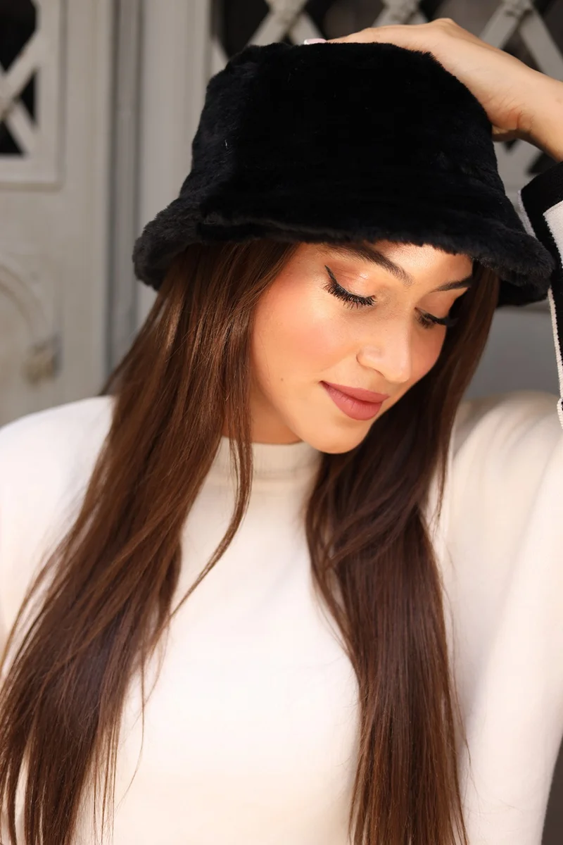 Remsa Mayo Remsa Swimwear Women Plush Bucket Hat Rkş-01 Black