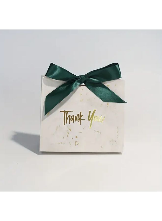 5pcs Dark Green Marble Pattern Gift Boxes With Golden Lids Ribbon Bows Luxury Wedding Birthday Party Favor Bags - Image 4