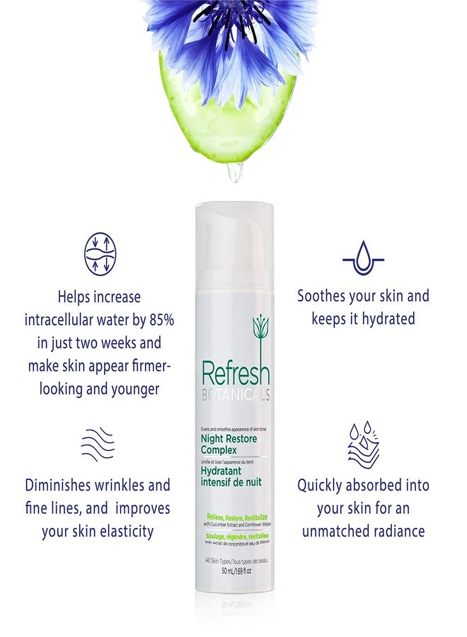 REFRESH BOTANICALS Night Restore Complex | Youth-restoring Night Cream with Cucumber and Cornflower | For Dry to Normal Skin Types | Organic & Natural | Paraben & Chemicals free | 50 ml - Image 4