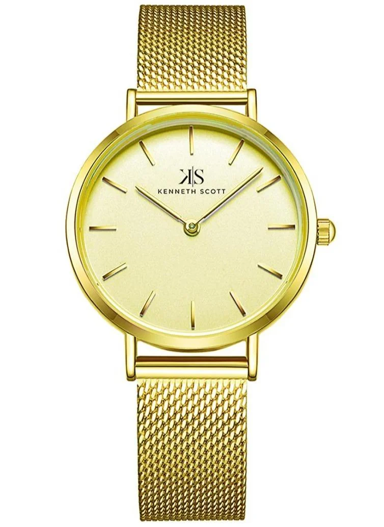 كينيث سكوت Kenneth Scott K22519-GMGC Women's Analog Display Watch & Stainless Steel Strap Gold