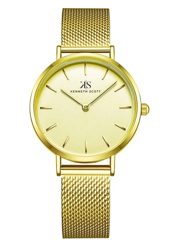 KENNETH SCOTT Kenneth Scott K22519-GMGC Women's Analog Display Watch & Stainless Steel Strap Gold