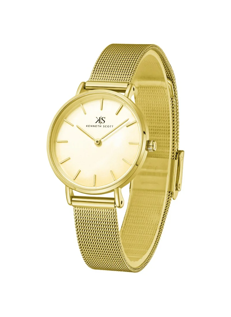 KENNETH SCOTT Kenneth Scott K22519-GMGC Women's Analog Display Watch & Stainless Steel Strap Gold