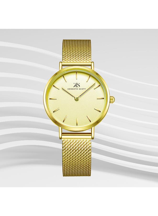 Kenneth Scott K22519-GMGC Women's Analog Display Watch & Stainless Steel Strap Gold - Image 1