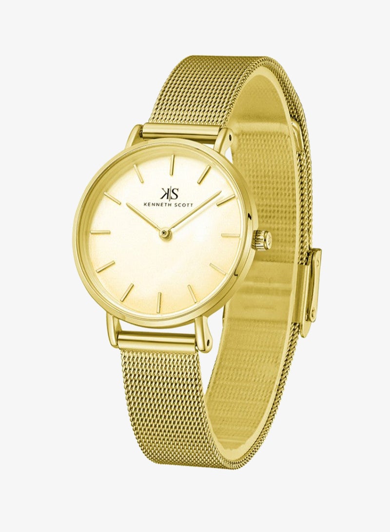 Kenneth Scott K22519-GMGC Women's Analog Display Watch & Stainless Steel Strap Gold - Image 3