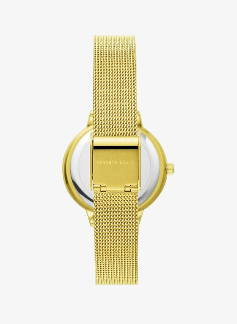 Kenneth Scott K22519-GMGC Women's Analog Display Watch & Stainless Steel Strap Gold - Image 4