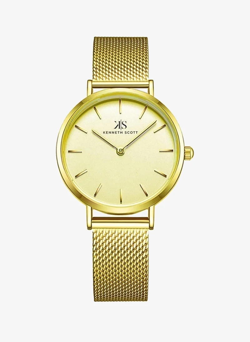 Kenneth Scott Kenneth Scott K22519-GMGC Women's Analog Display Watch & Stainless Steel Strap Gold