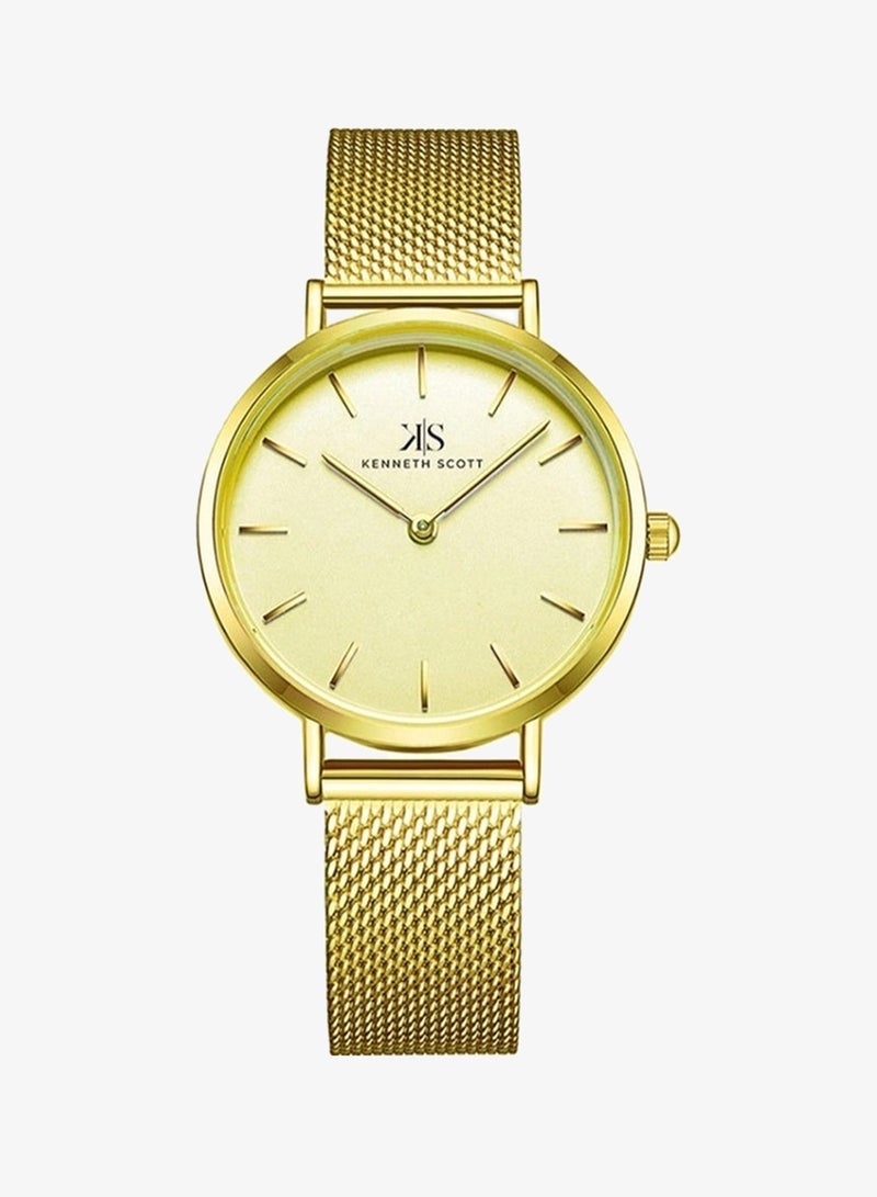 Kenneth Scott K22519-GMGC Women's Analog Display Watch & Stainless Steel Strap Gold - Image 2