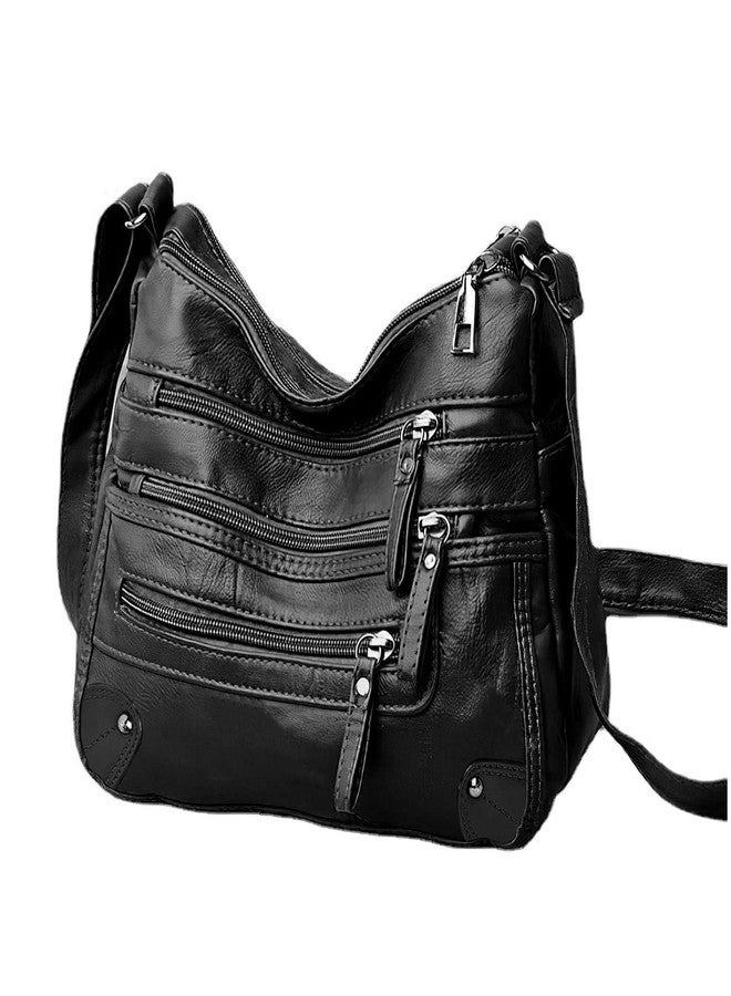 LassZone Crossbody Bag for Women Soft PU Leather Handbags Ladies Lightweight Shoulder Bags Satchel Purse Multi-Pocket Casual Messenger Bag - Image 1