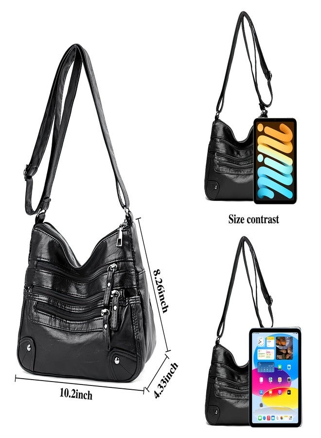 LassZone Crossbody Bag for Women Soft PU Leather Handbags Ladies Lightweight Shoulder Bags Satchel Purse Multi-Pocket Casual Messenger Bag - Image 4