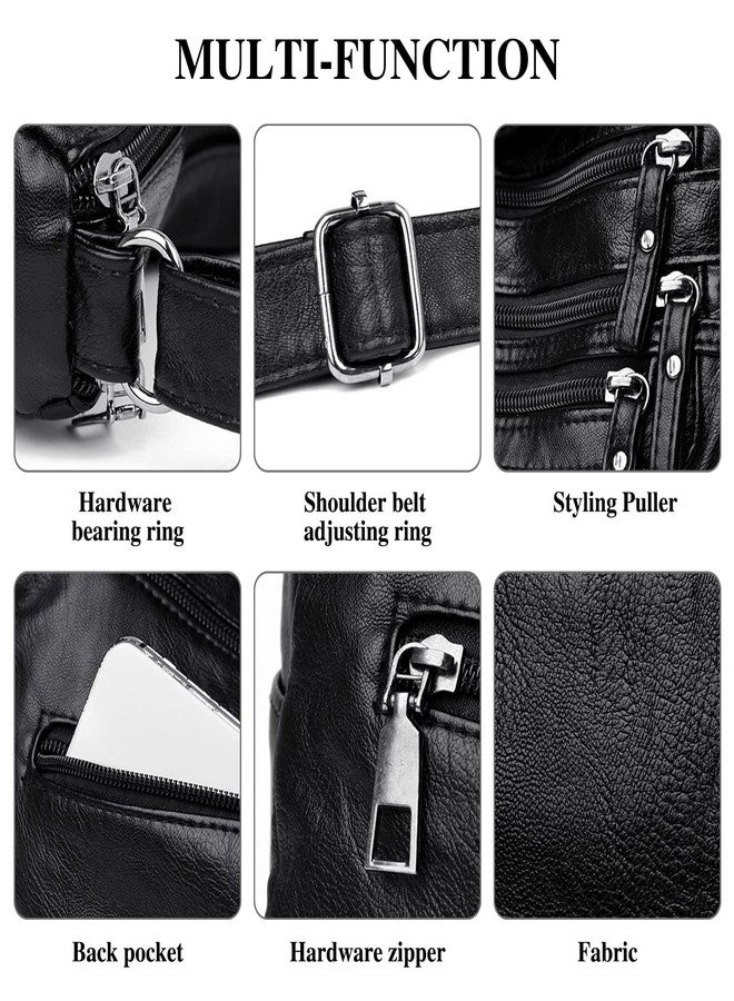 LassZone Crossbody Bag for Women Soft PU Leather Handbags Ladies Lightweight Shoulder Bags Satchel Purse Multi-Pocket Casual Messenger Bag - Image 5