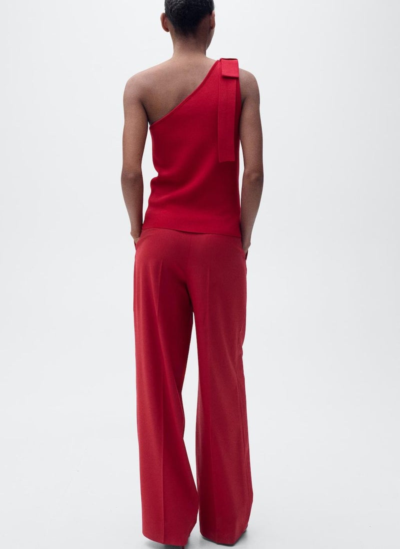 MANGO - Asymmetrical Knitted Top With Bow - Image 1