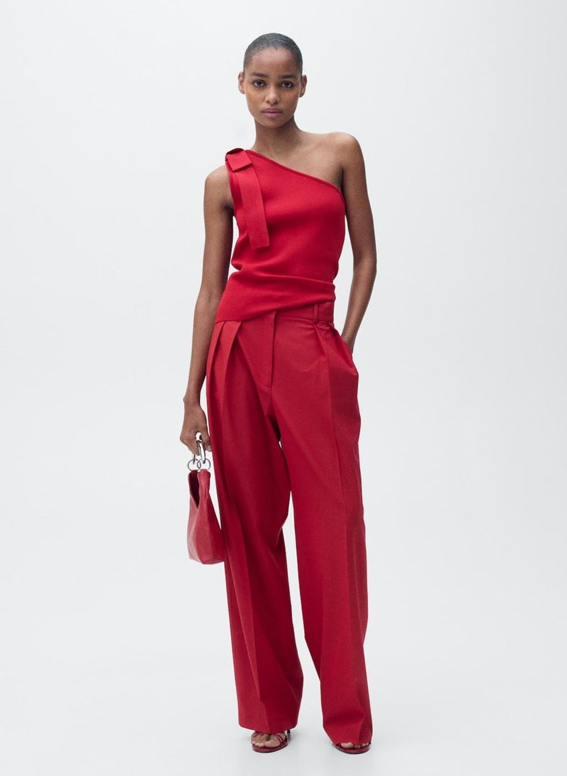 MANGO - Asymmetrical Knitted Top With Bow - Image 1