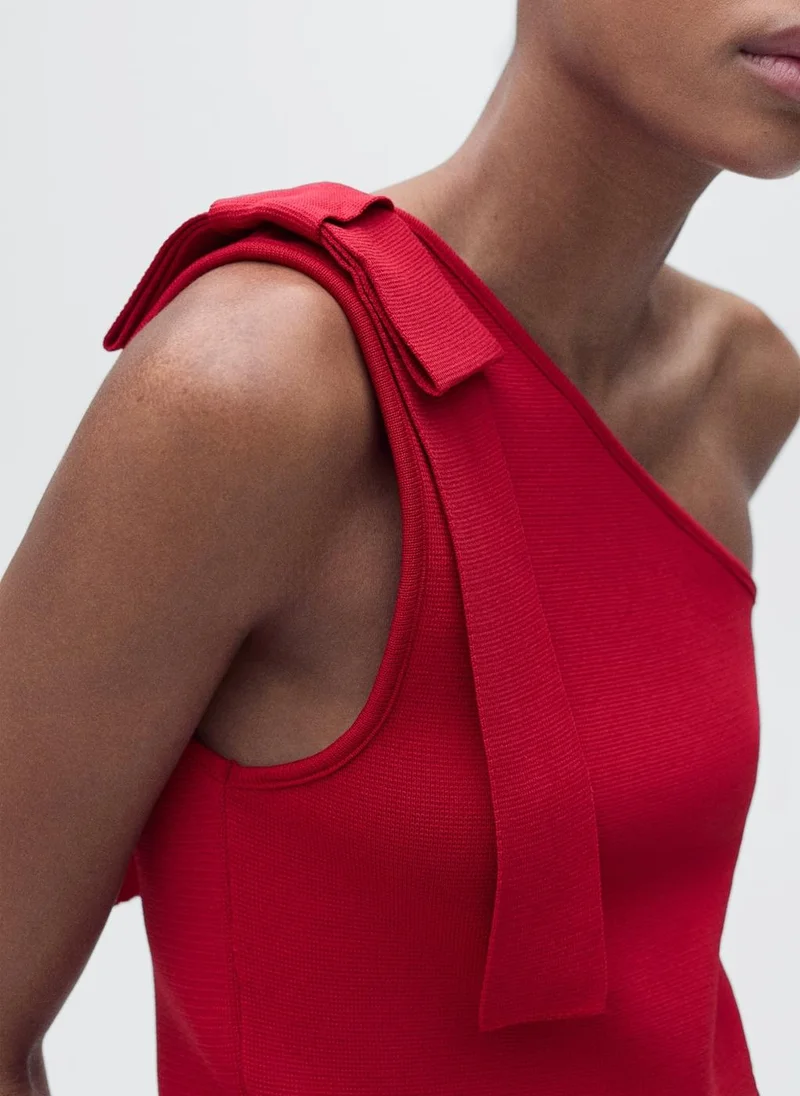 مانجو Asymmetrical Knitted Top With Bow
