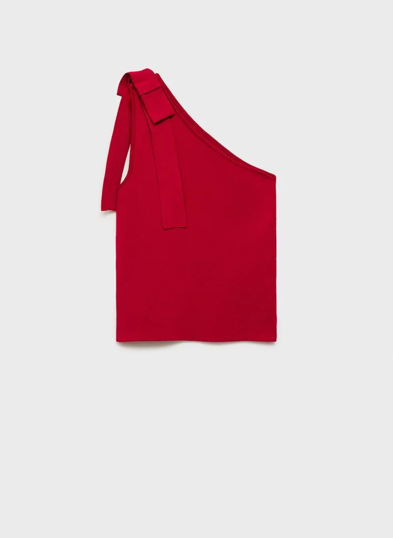 مانجو Asymmetrical Knitted Top With Bow