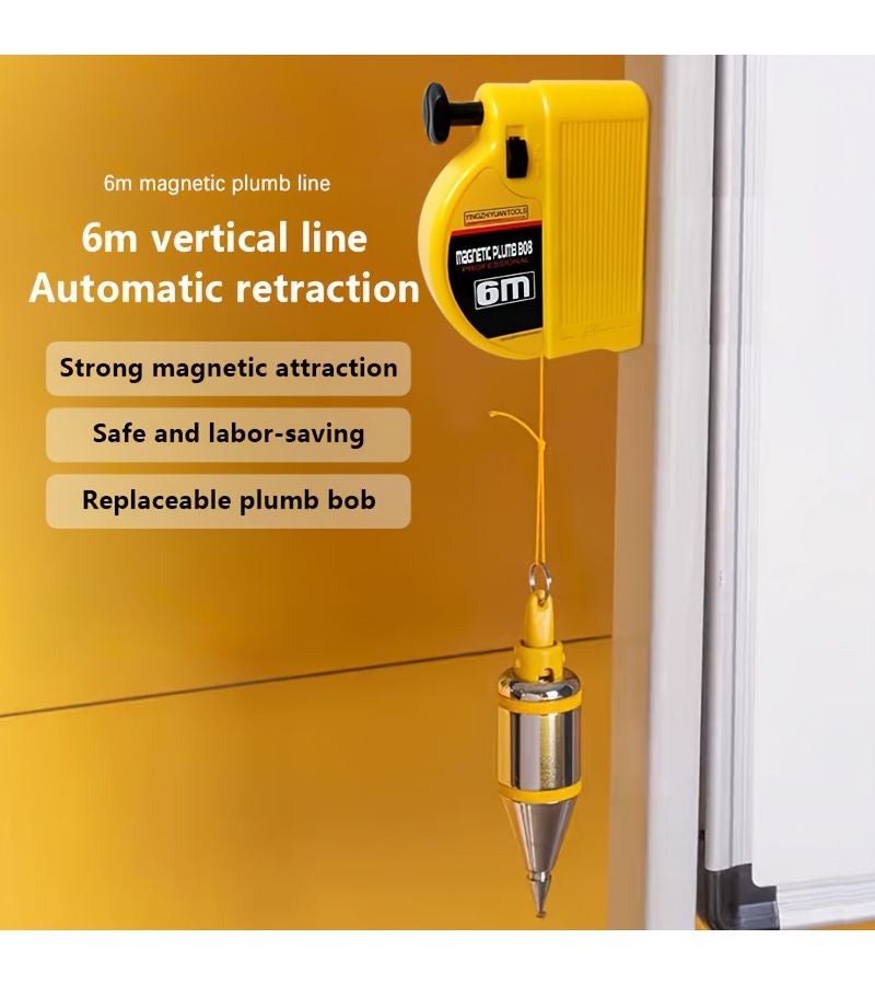 Magnetic Plumb Bob Vertical Line Hammer Drop Line Spinning Top 6 meters/236.22 inches magnetic wire hammer Carpenter Plumb Bob for Home Improvement Construction Tool - Image 5