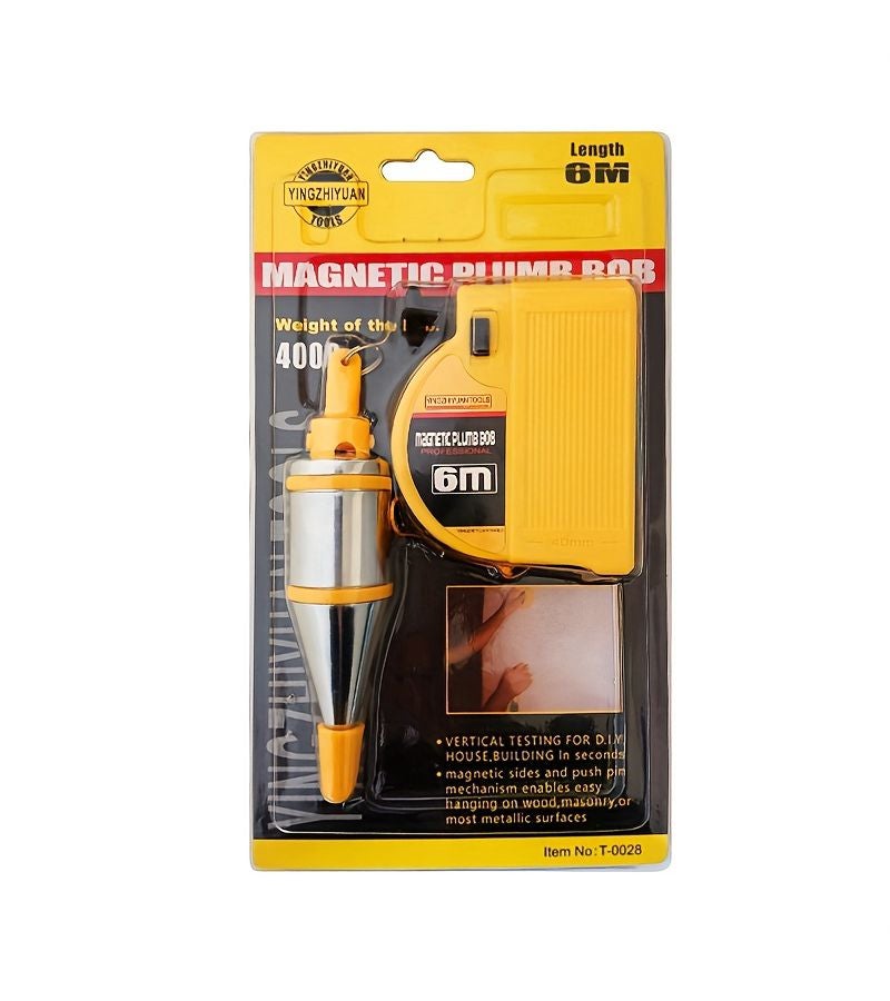 Magnetic Plumb Bob Vertical Line Hammer Drop Line Spinning Top 6 meters/236.22 inches magnetic wire hammer Carpenter Plumb Bob for Home Improvement Construction Tool - Image 1