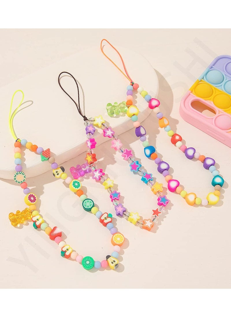 3 Pcs Beaded Phone Lanyard Strap Girly Style Fixed Beads Pearl Neck Lanyards - Image 1