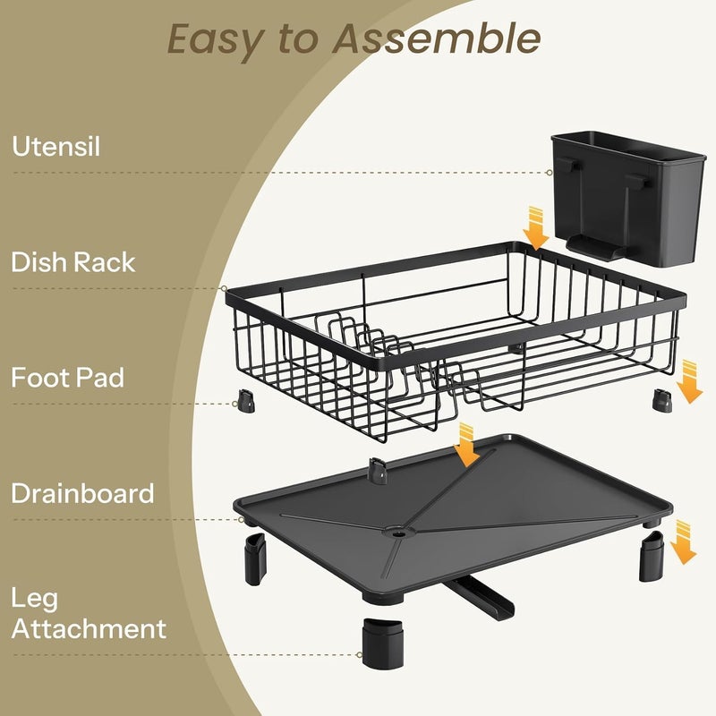 TNTAIAHL Dish Drying Rack - Small Dish Rack for Kitchen Counter, Stainless Steel Dish Drainer with Utensil Holder and Drainboard - Image 5