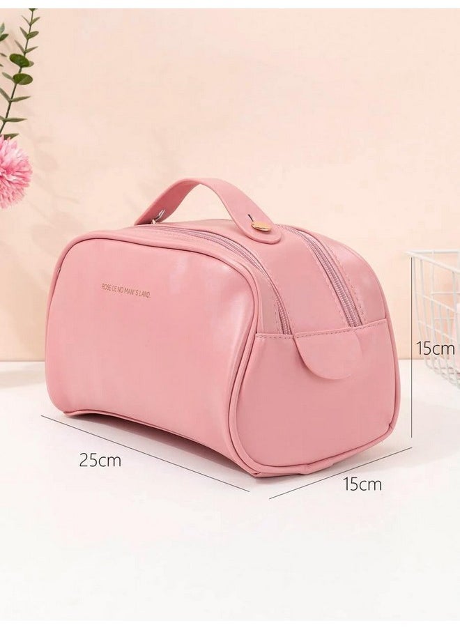 NFI essentials NFI essentials Cosmetic Travel Organizer Bag, Women's Makeup Pouch Toiletry Bag Portable Leather Wide Opening Cosmetics Bag with Handle and Dual Zipper  - Image 5