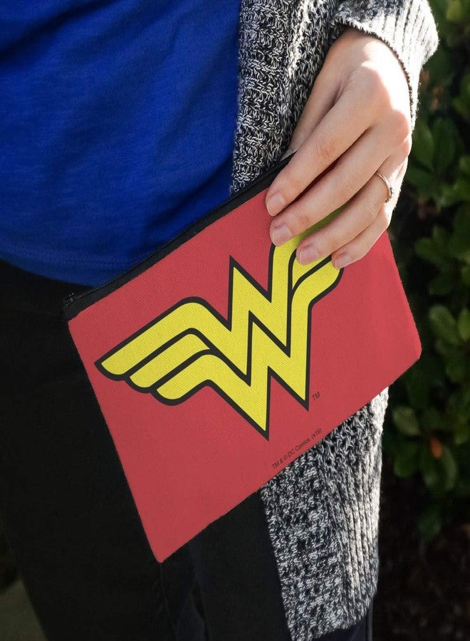GRAPHICS & MORE Wonder Woman Classic Logo Makeup Cosmetic Bag Organizer Pouch - Red, White, Blue - Travel, Party Favors, Goodie Bags, Stocking Stuffers, Bridesmaid Gifts, Spa Days - Image 3