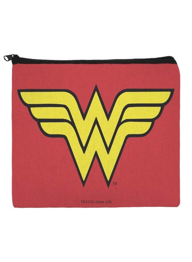 GRAPHICS & MORE Wonder Woman Classic Logo Makeup Cosmetic Bag Organizer Pouch - Red, White, Blue - Travel, Party Favors, Goodie Bags, Stocking Stuffers, Bridesmaid Gifts, Spa Days - Image 1