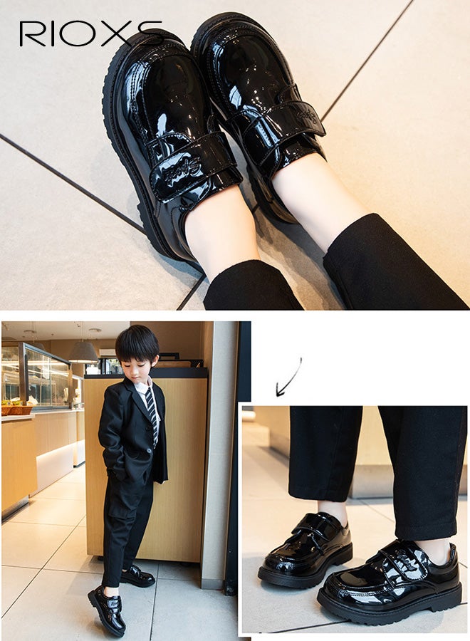 ريوكس أحذية رسمية للأولاد، أحذية أكسفورد من الجلد اللامع بإغلاق حلقي وحلقي للأطفال الصغار والكبار، أحذية رسمية غير رسمية لحفلات الزفاف والكنيسة وحفلات التخرج - Image 4