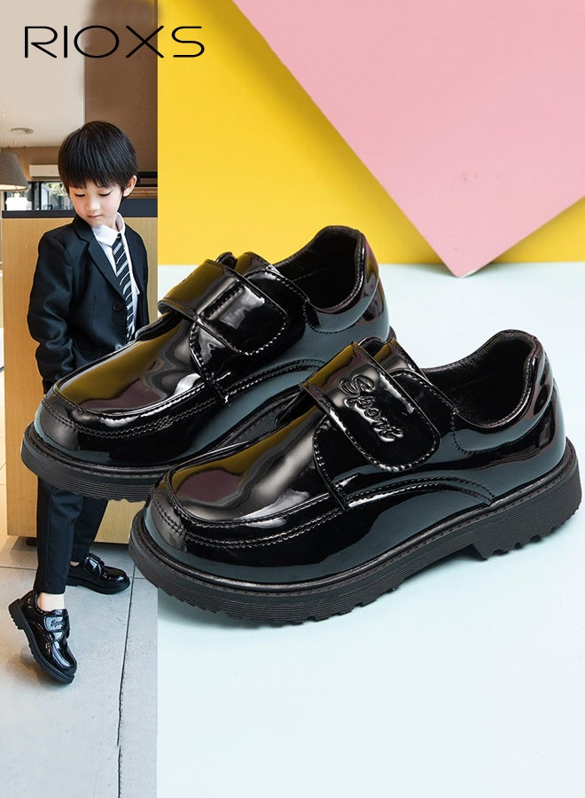ريوكس أحذية رسمية للأولاد، أحذية أكسفورد من الجلد اللامع بإغلاق حلقي وحلقي للأطفال الصغار والكبار، أحذية رسمية غير رسمية لحفلات الزفاف والكنيسة وحفلات التخرج - Image 1
