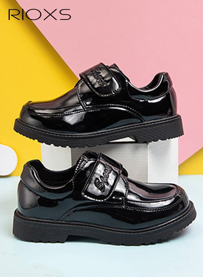 ريوكس أحذية رسمية للأولاد، أحذية أكسفورد من الجلد اللامع بإغلاق حلقي وحلقي للأطفال الصغار والكبار، أحذية رسمية غير رسمية لحفلات الزفاف والكنيسة وحفلات التخرج - Image 3
