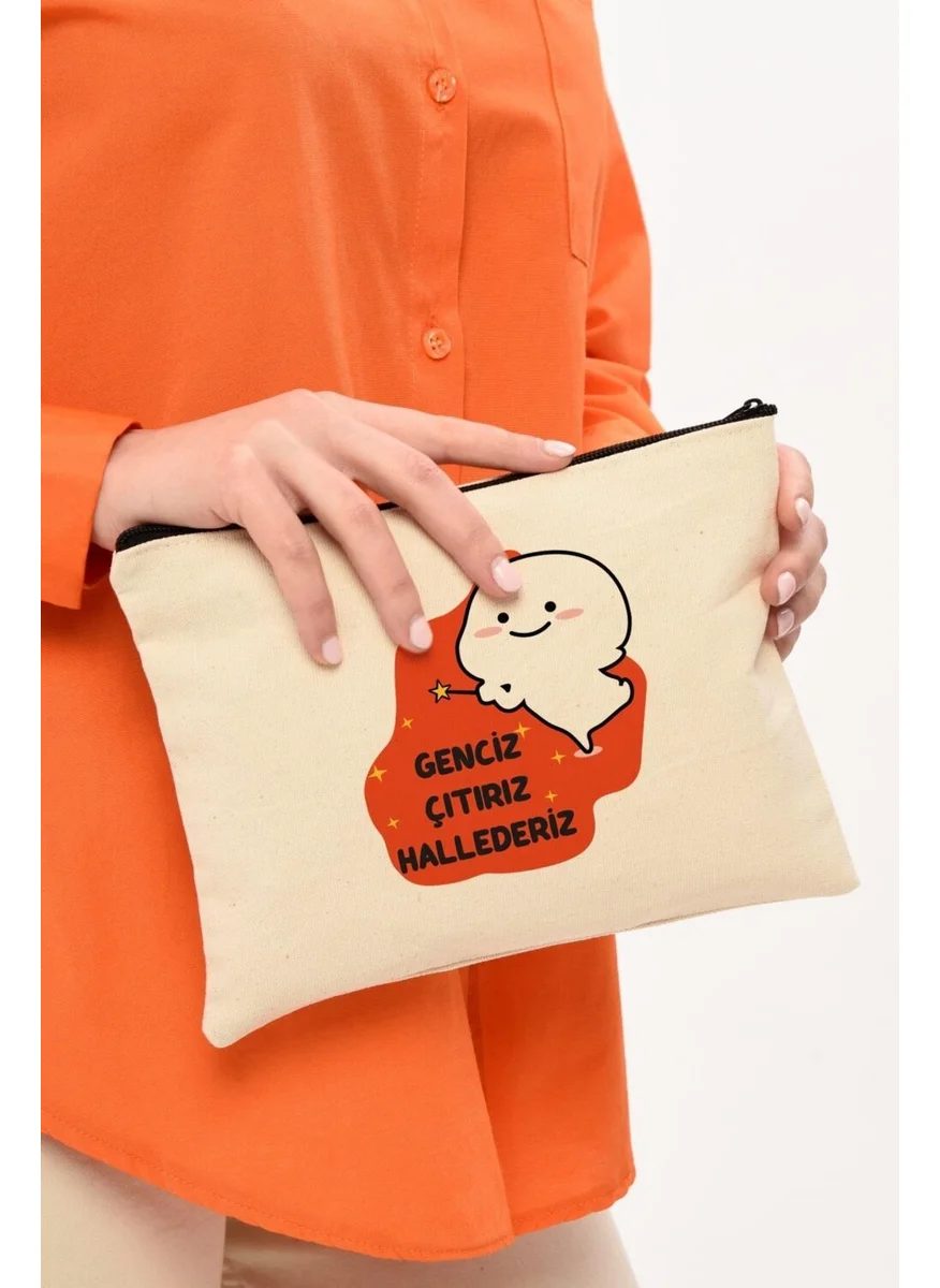 Çınar Bez Çanta Çınar Cloth Bag Clutch Crispy Printed Canvas Makeup Bag