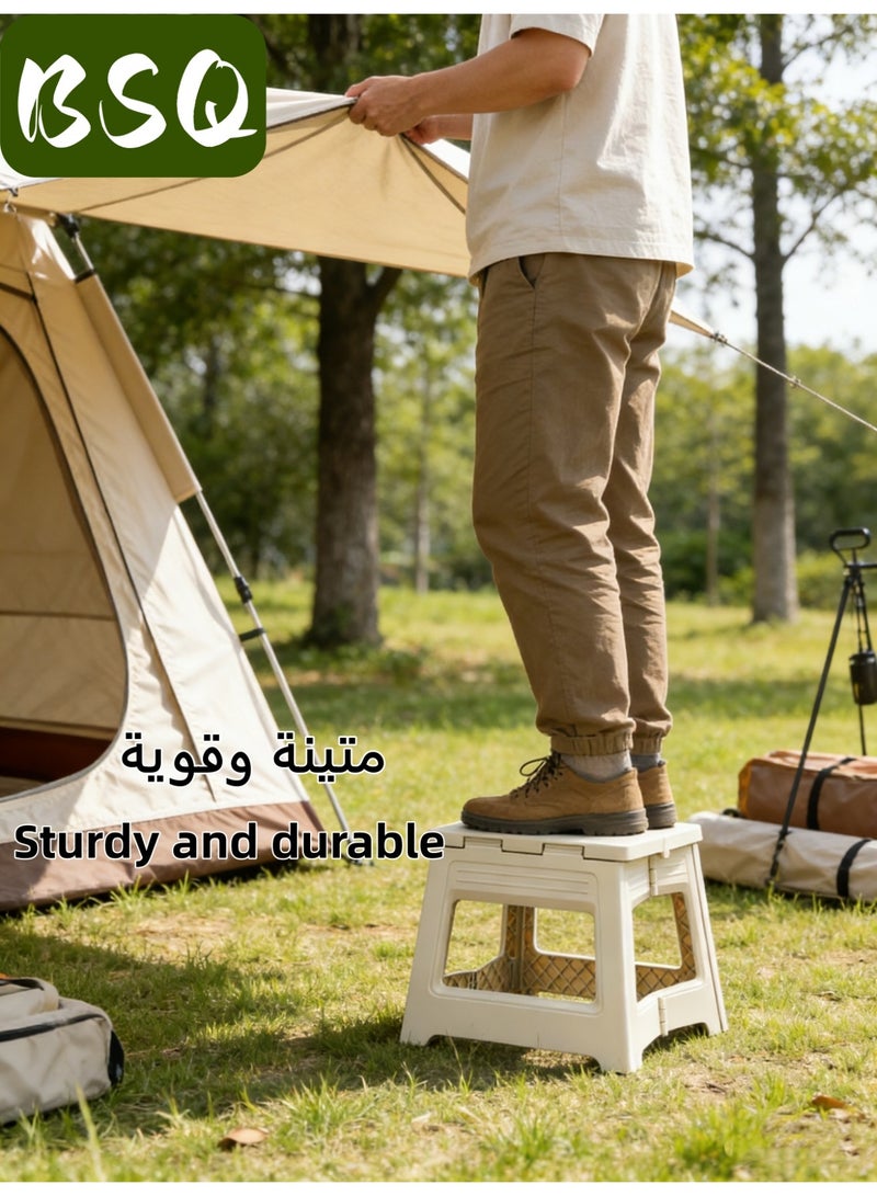 بي إس كيو مقعد قابل للطي محمول | كرسي قابل للطي | مقعد بدرجة واحدة قابل للطي للأطفال والكبار | مقعد صغير محمول وخفيف الوزن من البلاستيك قابل للطي للاستخدام في المطبخ وغرفة النوم والحمام وغرفة المعيشة، للاستخدام الداخلي والخارجي - Image 2
