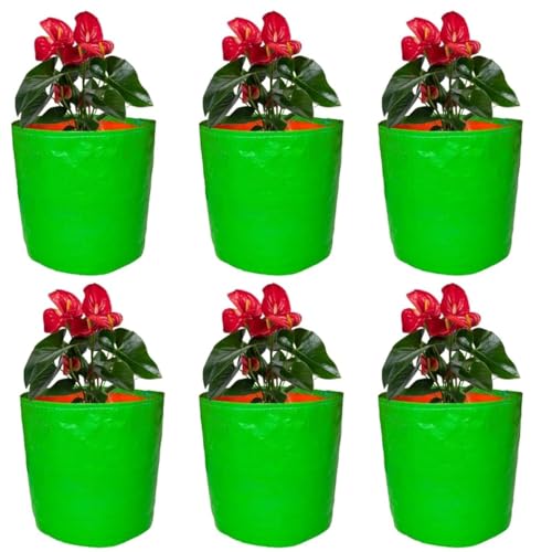 GroWonder Planting Grow Bags 15X15 inches, 230 GSM Strong, Terrace Gardening Vegetable Planting Pots, Woven Fabric Leafy Fruits Growing Containers, Pack of 6 - Image 1