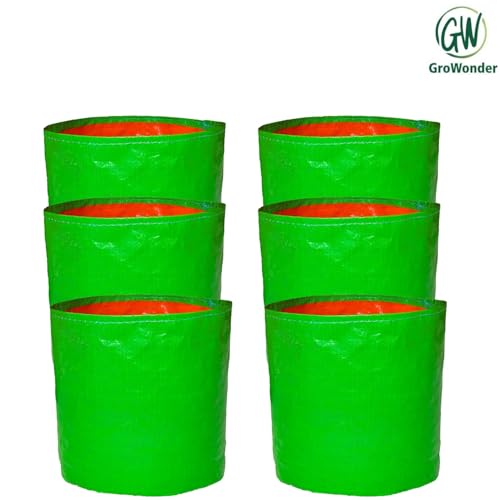 GroWonder Planting Grow Bags 15X15 inches, 230 GSM Strong, Terrace Gardening Vegetable Planting Pots, Woven Fabric Leafy Fruits Growing Containers, Pack of 6 - Image 3