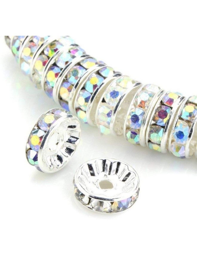 روبيكا 100 قطعة 10 مللي متر A +++ فاصل Rondelle مستدير خرز تميمة فضية اللون Ab كريستال تشيكي أبيض - Image 1