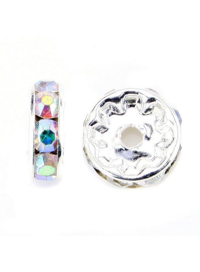 روبيكا 100 قطعة 10 مللي متر A +++ فاصل Rondelle مستدير خرز تميمة فضية اللون Ab كريستال تشيكي أبيض - Image 2