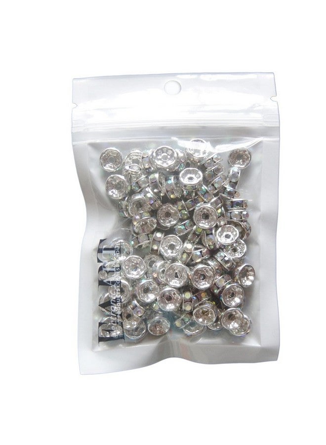 روبيكا 100 قطعة 10 مللي متر A +++ فاصل Rondelle مستدير خرز تميمة فضية اللون Ab كريستال تشيكي أبيض - Image 3