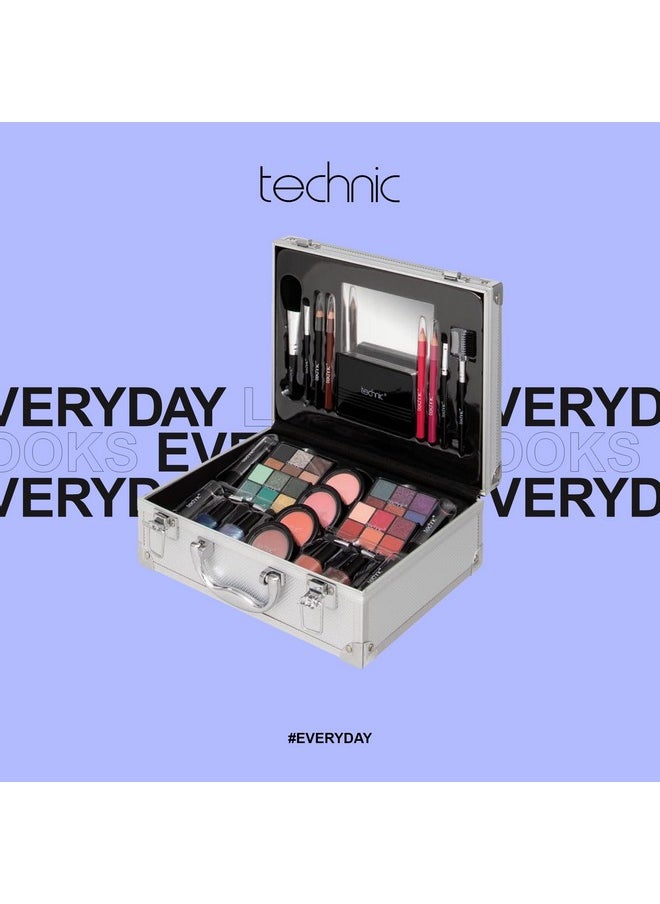 Technic 28 Pcs Carry All Full Make Up Kit In A Trunk Train Case Including Makeup Brushes Eye Shadows Nail Polish Blushers Lipsticks And More  - Image 3
