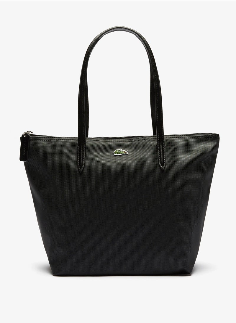 لاكوست حقيبة يد نسائية من لاكوست L12.12 Concept Fashion متعددة الاستخدامات بسعة كبيرة وسحاب وحقيبة كتف متوسطة الحجم باللون الأسود - Image 1