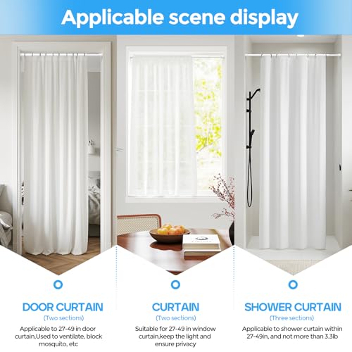 ZipGlo 4pack Spring Tension Curtain Rod 27-49 Inch 5/8" Diameter White Spring Loaded Curtain Rods Adjustable Small Tension Rod for Windows Kitchen Doorway - Image 5