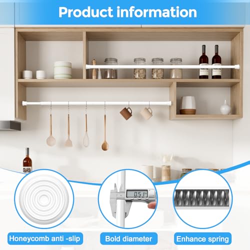 ZipGlo 4pack Spring Tension Curtain Rod 27-49 Inch 5/8" Diameter White Spring Loaded Curtain Rods Adjustable Small Tension Rod for Windows Kitchen Doorway - Image 4