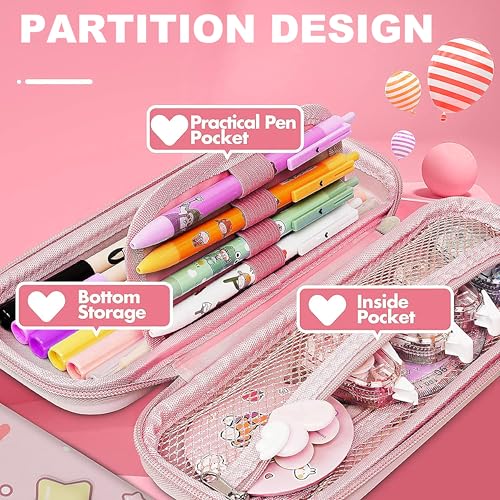 VGRASSP Stationery Pencil Pouch for Kids with Mini Calculator - Mermaid Theme Zipper Case with Multi Storage Compartments - School Supplies Organizer - Multicolor - Image 2
