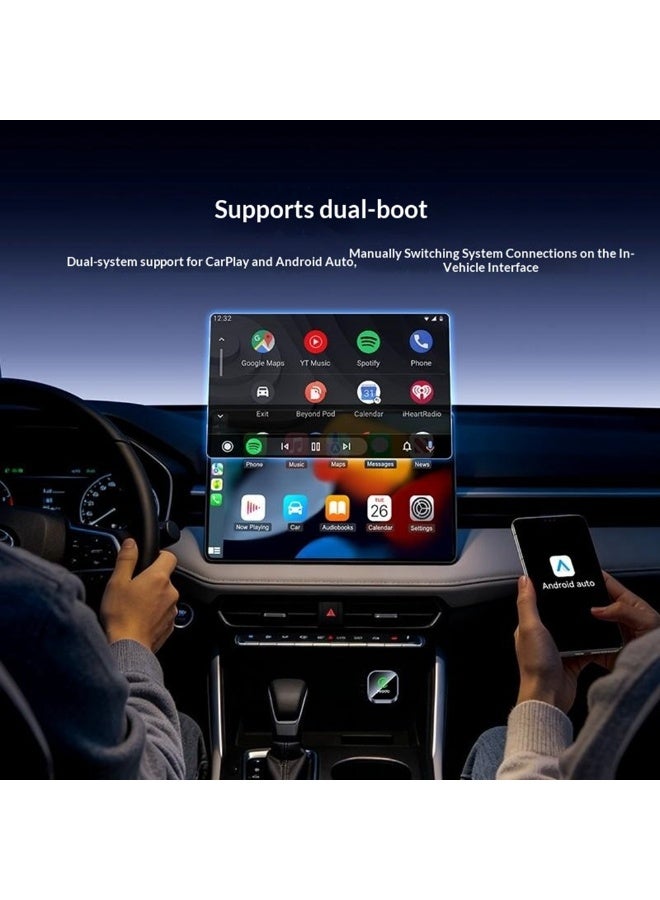 Yesido KM31 2-in-1 Mini Wireless CarPlay & Android Auto Adapter Dongle for Factory Wired Cars Aluminum Alloy & Acrylic with USB-C Converter - Metallic Blue (2-Piece Kit) - Image 2