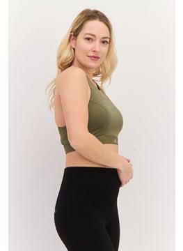 Adidas Women Brand Logo Padded Sports Bra, Olive  - Image 3