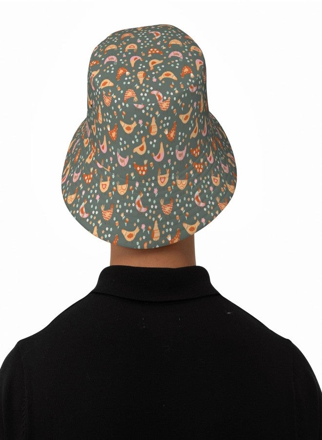 MOLIAN Chicken Cartoon Flowers Bucket Hat Summer Beach Travel Sun Hat Packable Fisherman Cap for Men Women - Image 3