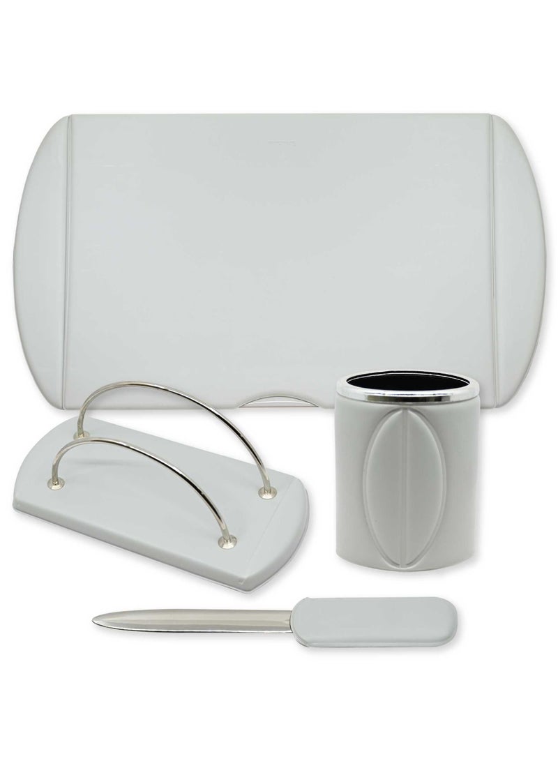 FIS طقم مكتب مكون من 4 قطع (حصيرة مكتب، حامل مظروف، حامل قلم، فتاحة رسائل) لون رمادي - UADS10012CL - Image 1