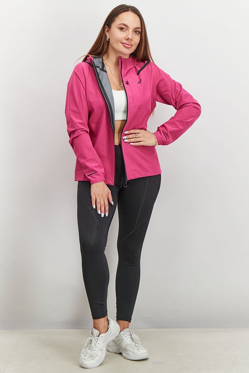 asics Women Hooded Long Sleeve Training Jacket, Fuchsia Red - Image 4