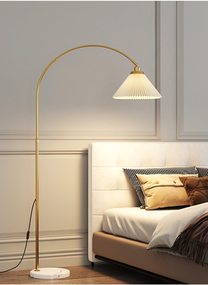 Onelight - Home Living Room and Bedroom Marble Base Floor Lamp Pleated Lampshade Floor Lamp 3-Color Adjustable Floor Lamp - Image 1