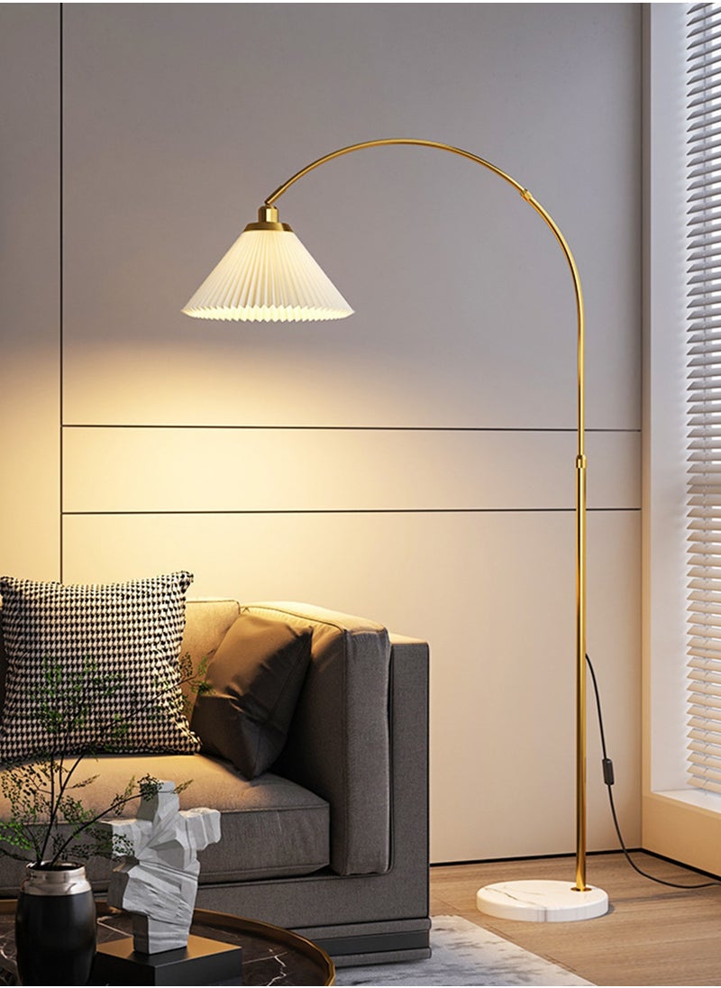 Onelight - Home Living Room and Bedroom Marble Base Floor Lamp Pleated Lampshade Floor Lamp 3-Color Adjustable Floor Lamp - Image 1